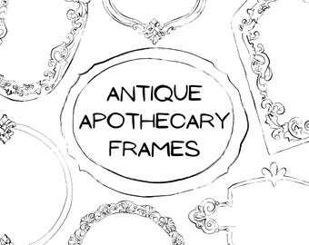 Antique Apothecary Frames PNG Bundle | Vintage Potion Label Clipart | Gothic Victorian Borders | Junk Journal Elements