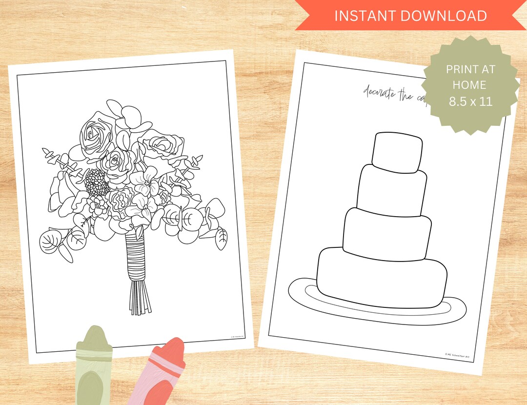 Bridal Shower Coloring Pages Printable Floral Bouquet - Etsy