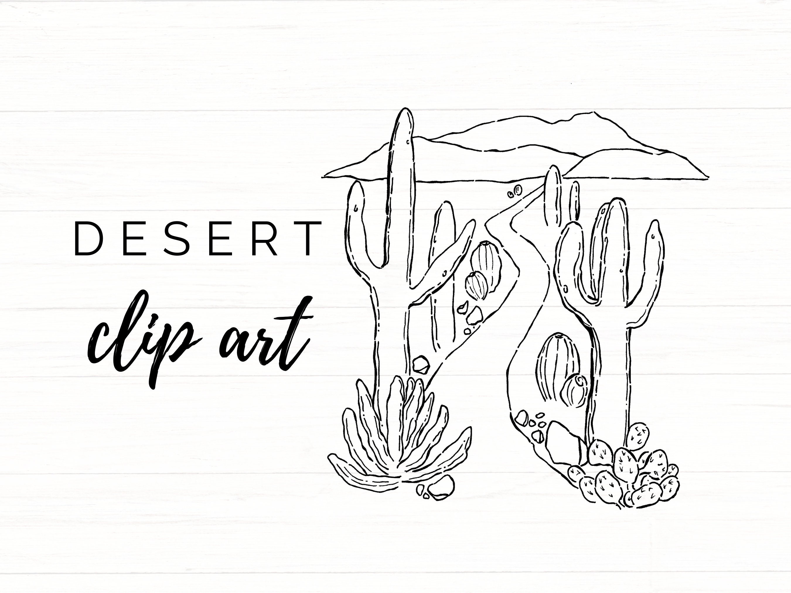 desert clip art black and white