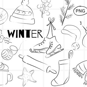 Winter Clip Art Bundle: Hand-Drawn Holiday PNG Illustrations (Digital Download)