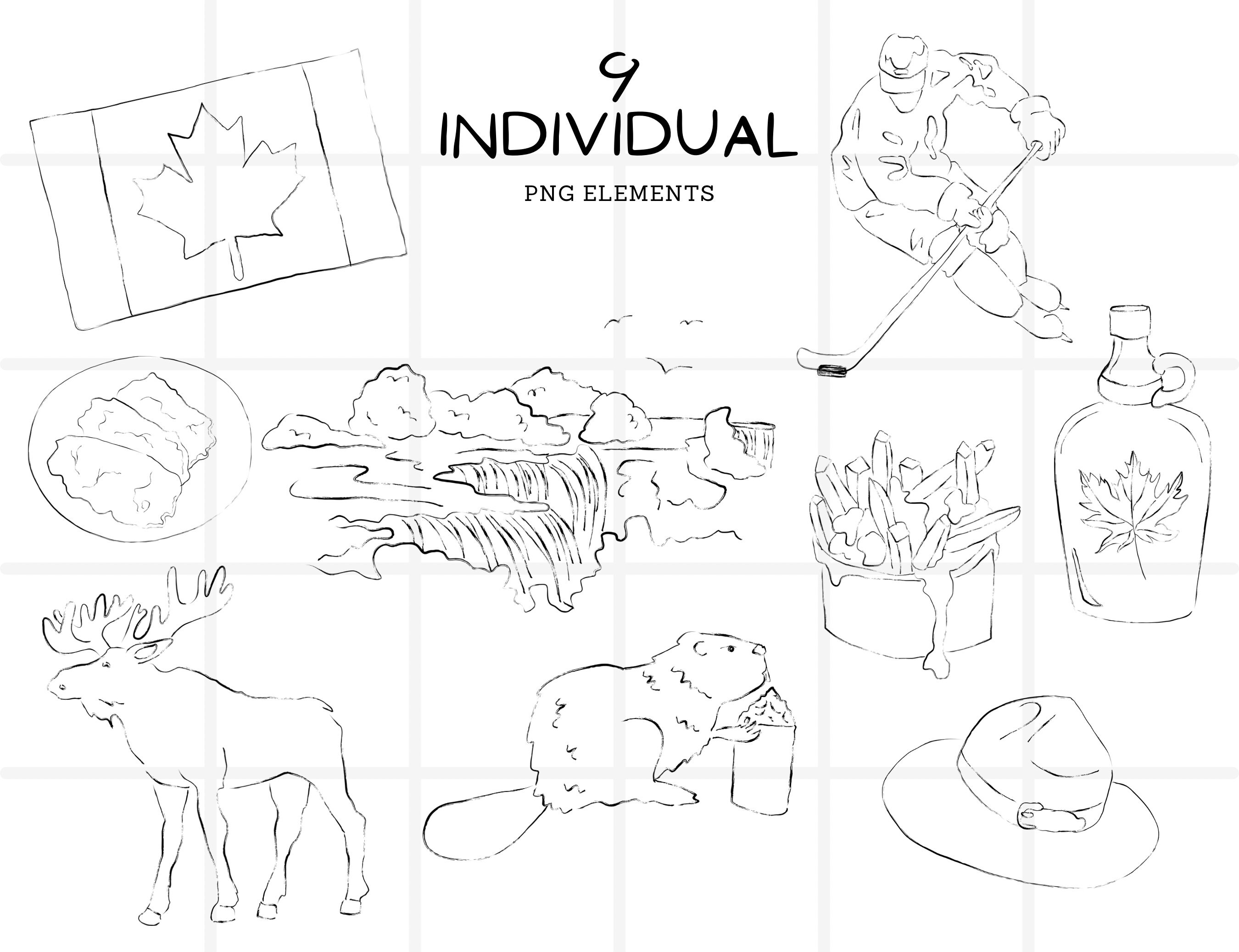 Canada Clipart Bundle Niagara Falls, Poutine Sketch, Canadian and ...
