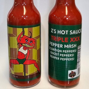 Scorpion Pepper, Ghost Pepper, Reaper Pepper Pepper Mash Hot Sauce, 3 equal parts extreme peppers, 3 of the worlds HOTTEST Peppers, No Water