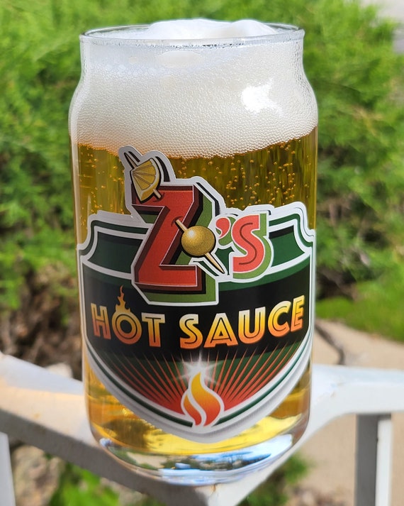 Z's Hot Sauce 16 Oz Beer Can Style Drinking Glass Barware Etsy
