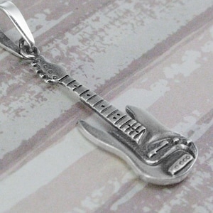 Sterling Electric Guitar Silver Pendant Necklace Jewellery Music Teacher Gift Charm
