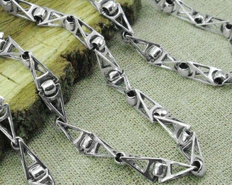Heavy Thick Sterling Silver Chain Mens Necklace / Sailor Unique Handcrafted for Him Silver Chain/ Long Oxidized Silver Man necklace