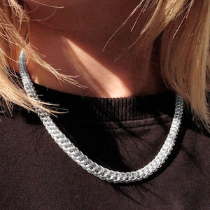 Thick Silver Byzantine Jewelry Chain Necklace for Women / Persian Jewelry 925 Sterling Silver Chain / Foxtail Chainmaille Necklace