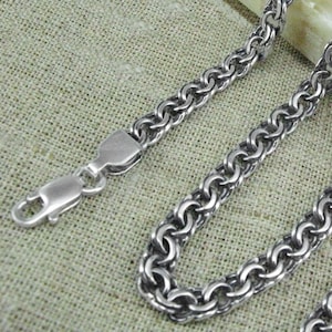 Thick Sterling Silver Chain Necklace For Him / Heavy 925 Solid Silver Mens Chain / Biker 925 Silver Jewelry Necklace for Men