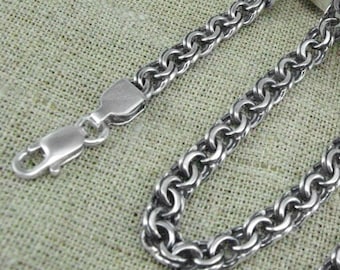 Dicke Sterling Silber Kettenkette für Ihn / 925 Massiv Silber Herren Kette / Biker 925 Silber Schmuck Halskette für Männer