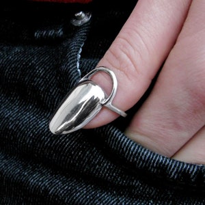 Silver Thumb Fingernail Armor Ring Nail Guard Claw / 925 Sterling Silver Thumb Fingertip Nail Armour Ring