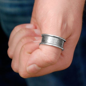 Mens Large Silver Thumb Silver Band Ring / Men Stackable Adjustable Wide Band Silver Ring / 13 Size Men's biker 925 Silver Ring