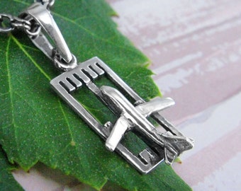 Airplane Necklace Silver Pendant Travel Jewelry Charm
