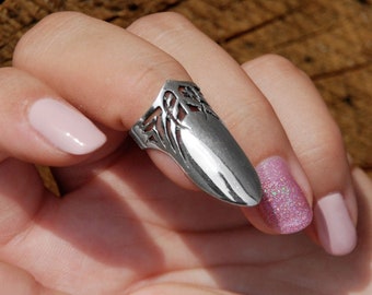 Fingernail Sterling Silver Ring Boho Nail Armor / Finger Nail Stiletto Rings Pointer Upper Jewelry Silver Nails