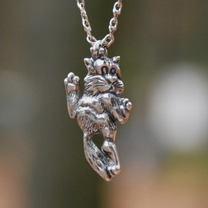 Cat Silver Pendant Necklace / Sterling Jewelry Gift Cat Lover Mom / Pet Charms Gifts