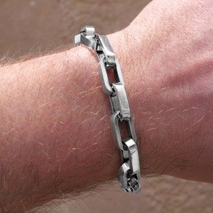 Heavy Anchor Silver Chain Link Men Bracelet / 925 Mens Viking Sterling Silver Link Anchor Bracelets / Oxidized Silver Heavy Anchor Bracеlets