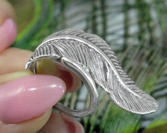 Sterling Silver Feather Ring/ Adjustable Silver Ring/ Wedding Ring/ Boho Feather Ring/ Bridesmaids Ring/ Gift for Her/ Sterling Silver Ring
