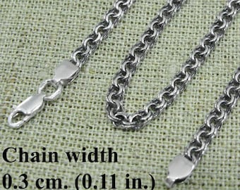Thin Silver Chain Necklace for Tiny Pendant / Women's or Men's Sterling Chain Garibaldi Weaving / Unisex Bismarck Jewelry Necklace