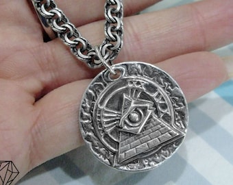 Silver Pendant All-seeing Eye in the Pyramid / Silver Pendant Eye of Providence / Illuminati Symbol/ Masonic Jewelry/ All-Seeing Eye Pendant