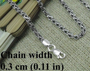 Small Thin Silver Chain Necklace for Women / Mens Sterling Garibaldi Bismarck Chain / Womens Handcrafted Long Silver Chino Chain for Pendant