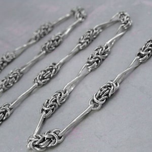 Byzantinische Silberketten-Halskette für Frauen / Halsketten für Anhänger Handgefertigte Silberkette / Oxidierte Fuchsschwanz-Kettenhalskette für Frauen
