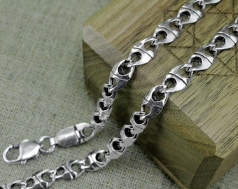 Dikke zware herenketting 925 sterlingzilver/unieke handgemaakte geoxideerde sieradenketting voor heren/brutal biker handgemaakte ketting