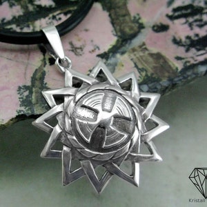 Erzgamma Star Silver Pendant Necklace / Protective Ancient Elemental Sterling Amulet / 12-pointed Luck Symbol