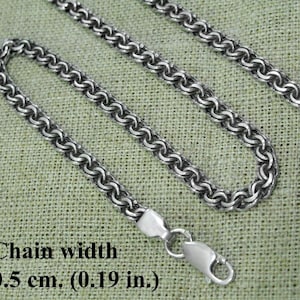 Silver Garibaldi Weaving Chain Necklace for Men / Womens 925 Oxidized Silver Jewelry Chain for Pendant / Sterling Silver Handmade Mens Chain