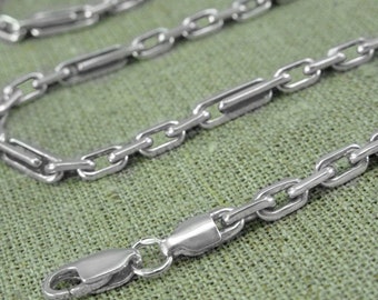 Anchor Silver Chain Necklace with Combined Links for Men / Mens Handcrafted heavy sterling Chain / Thick 925 Silver Sailor Men's Chain