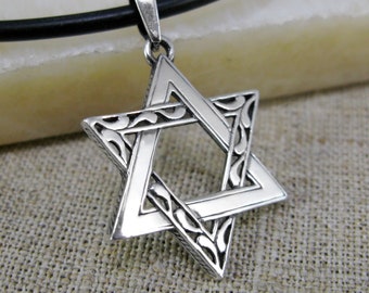 Jewish Silver Star of Magen David Pendant Necklace - Jewelry Jewish Star Pendant