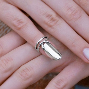 925 Pinky Fingernail Ring Claw Nail Armor - Little Finger Jewelry Sterling Silver Nail Claw Ring
