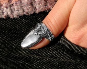 Silver Thumb Fingernail Armor Guard Ring / Sterling Fingertip Thumb Armor Finger Nails Rings / Thumb Nail Boho Finger Tip Armor Ring