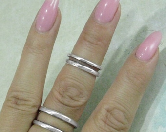 Silver Knuckle Rings/ Phalanx Rings/ Set Sterling Silver Rings/ Set Knuckle Ring/ Silver Finger Nail Ring / Midi Ring / Minimal Nail Ring