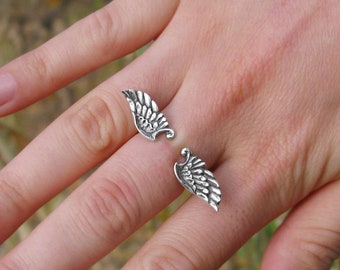 Angel Wings Ring/ Silver Wings Jewelry/ Adjustable Silver Boho Ring/ Angel Jewelry/ Solid 925 Sterling Silver Ring/ Sterlig Silver Wing