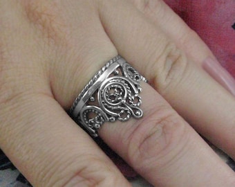 Filigree Royal Crown Ring/ Adjustable Crown Ring/ Crown Shape Ring 925 Silver/ Handmade Designer Ring/ Crown Woman Ring/ Silver Tiara Ring