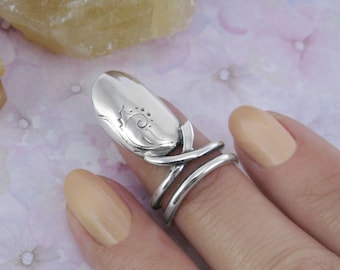 Sterling Silver Fingernail Boho Nail Ring / Finger Nails Rings Stacking Simple Stiletto Jewelry