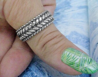 Sterling Silver Braided Spinner Ring for Women or Men / Silver Rings For Him and Her / Silver Wedding Band for Him and Her