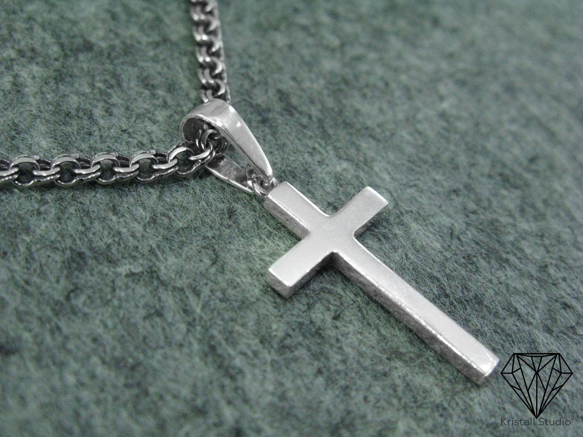 Silver Catholic Сross Necklace Pendant / Religious Minimalist | Etsy