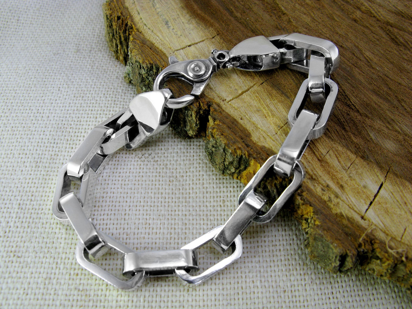 Heavy Anchor Silver Chain Link Men Bracelet / 925 Mens Viking Etsy