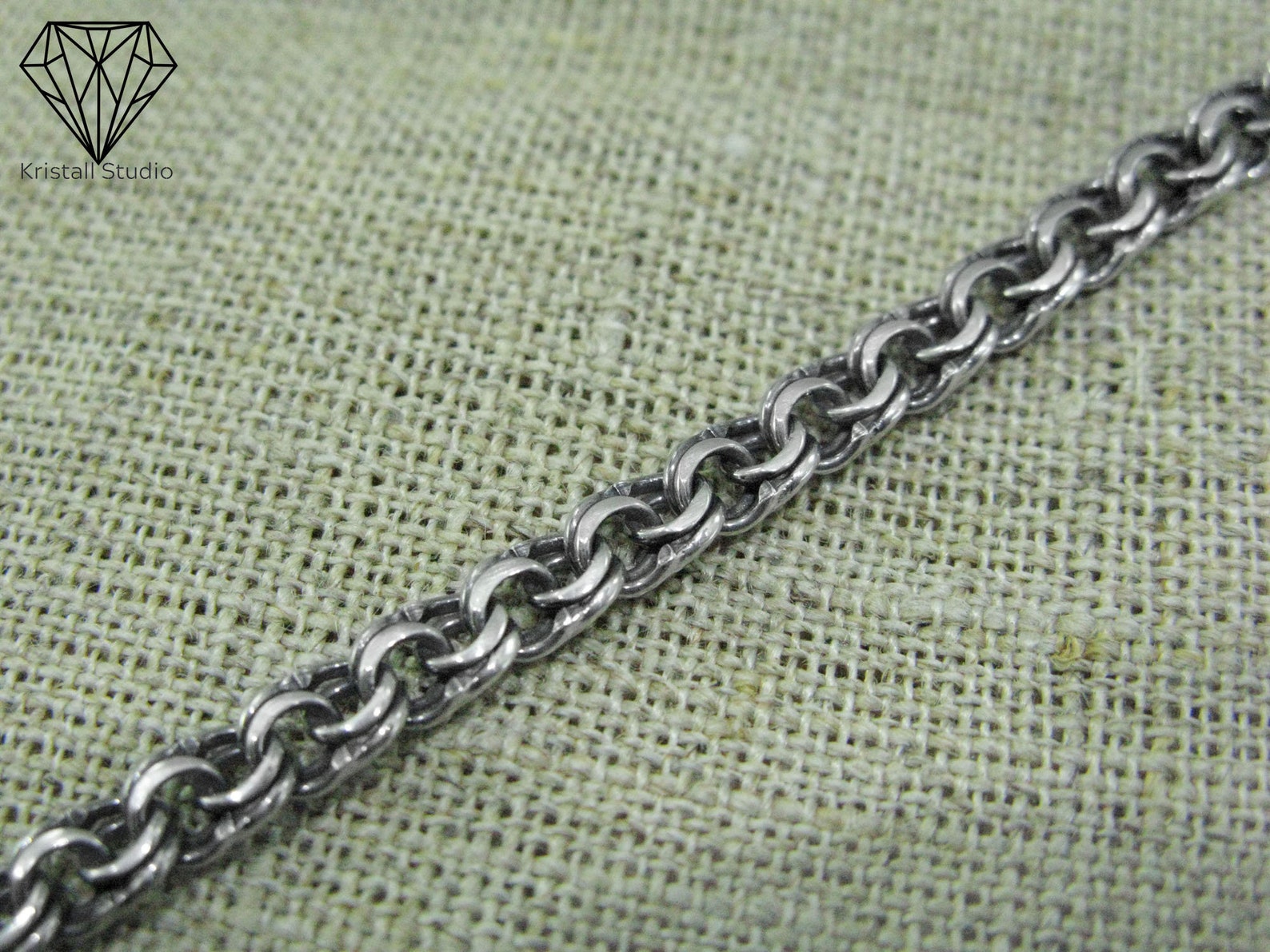Silver Garibaldi Weaving Chain Necklace for Men / Womens 925 Oxidized ...