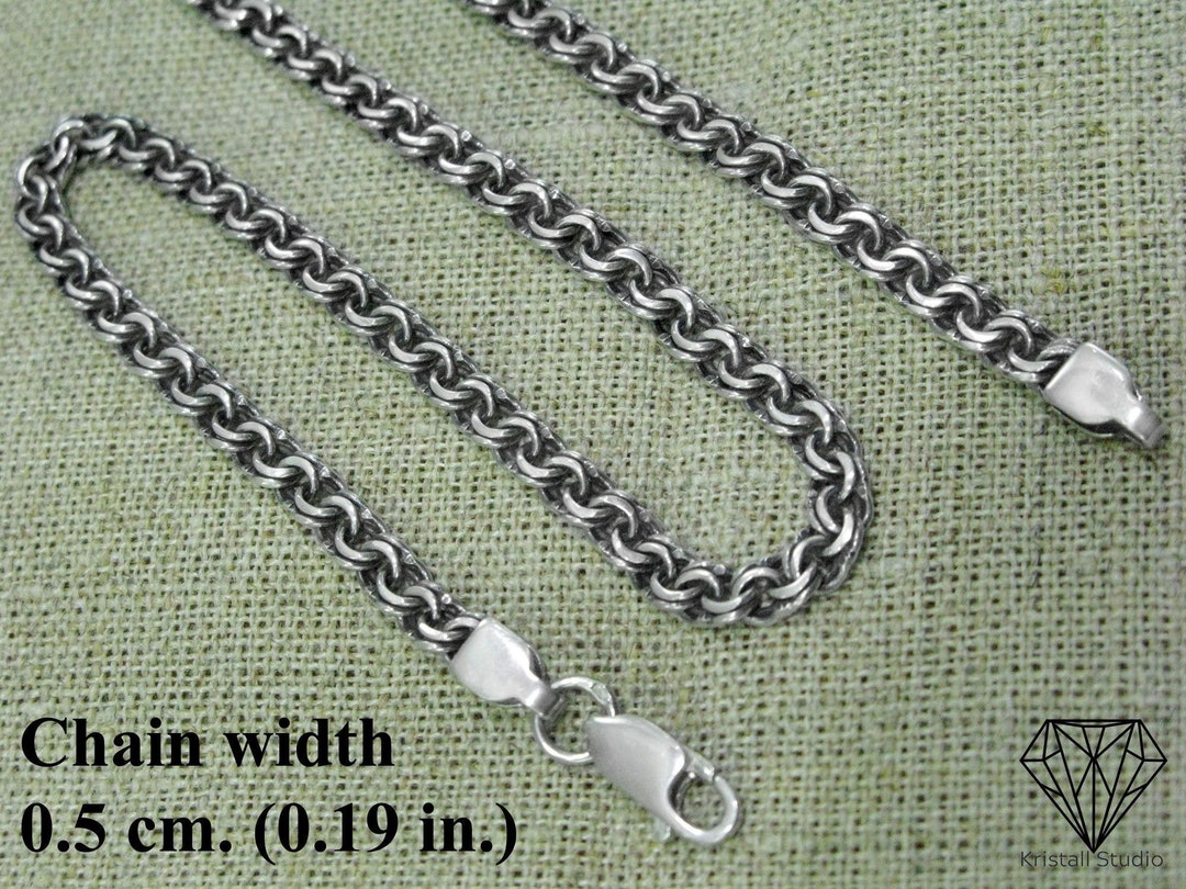 Silver Garibaldi Weaving Chain Necklace for Men / Womens 925 Oxidized ...
