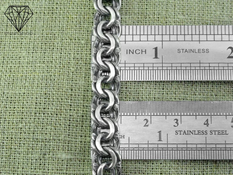 Men's Thick Heavy Sterling Silver Chain Necklace for Him/ Garibaldi or Bismarck Massive Necklace / Biker Chino Weaving Men's Silver Chain image 6