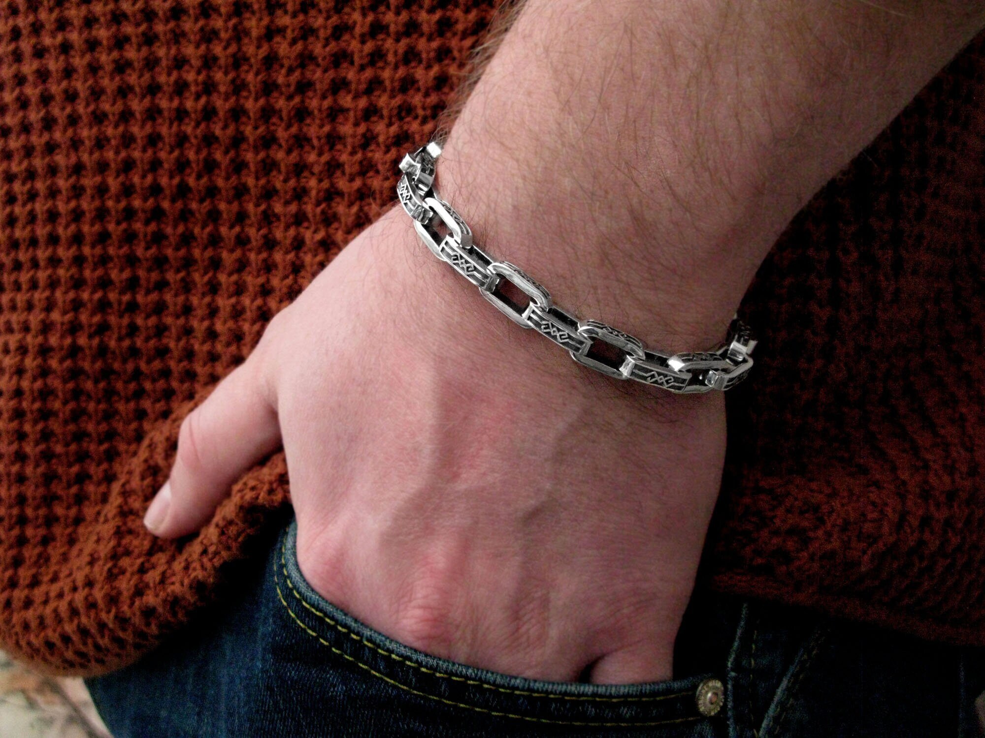 925 Heavy Anchor Link Viking Mens Bracelet / Silver Heavy 925 Heavy Anchor Link Viking Mens Bracelet / Silver Heavy