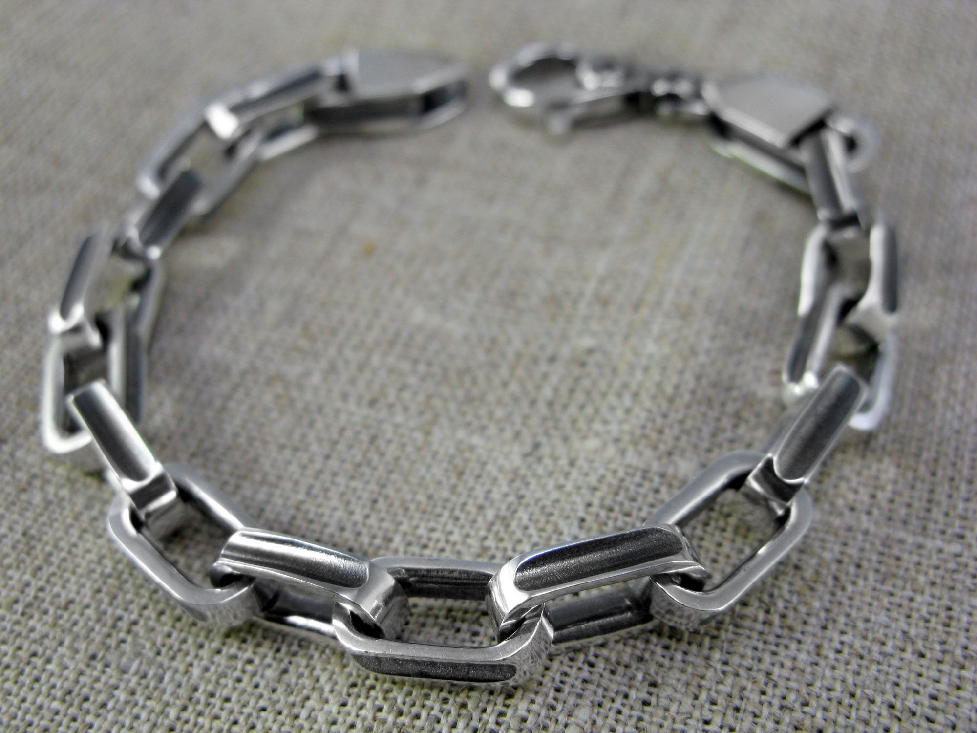 925 Heavy Anchor Silver Chain Link Men Viking Bracelet / Mens