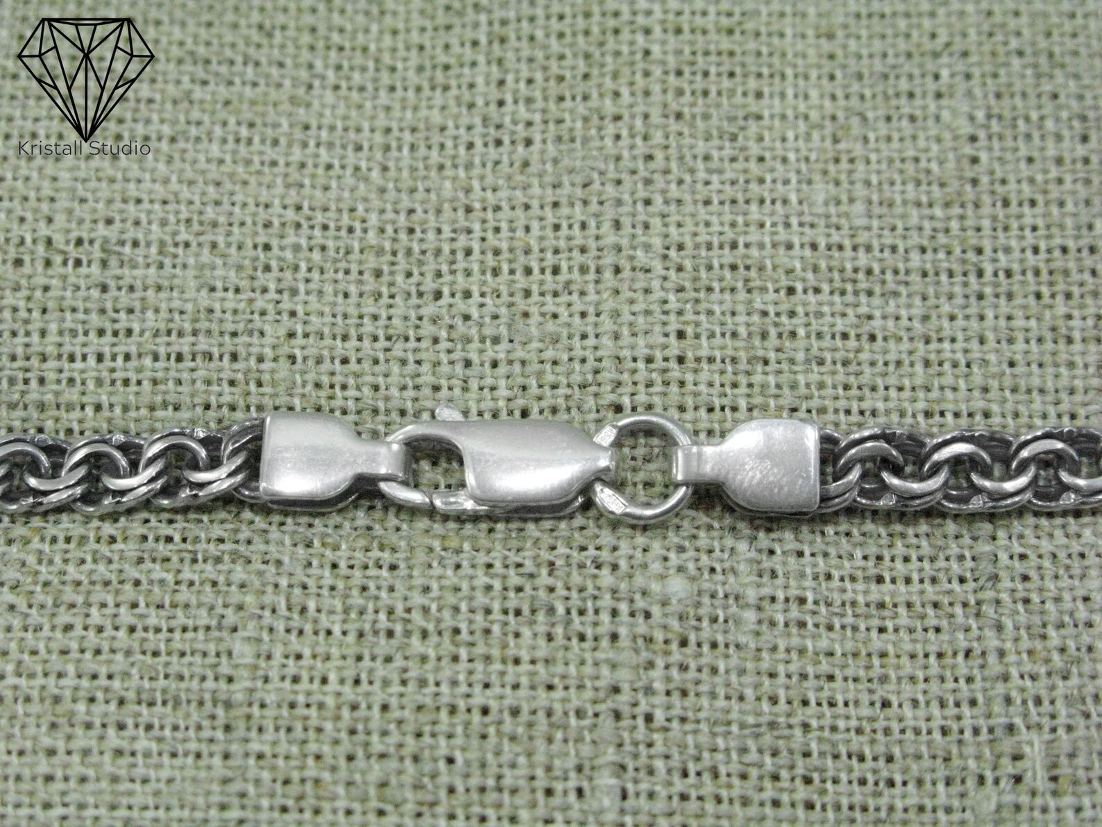Silver Garibaldi Weaving Chain Necklace for Men / Womens 925 Oxidized ...