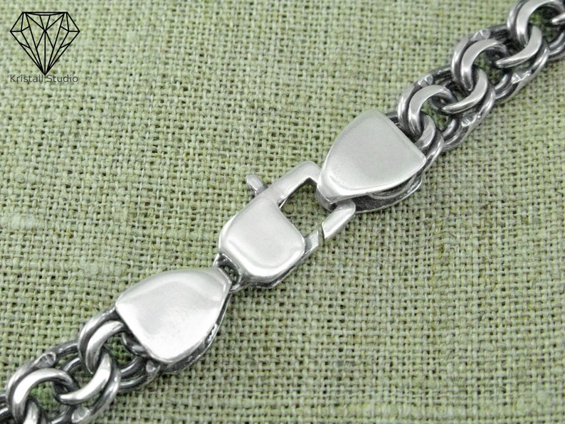 Men's Thick Heavy Sterling Silver Chain Necklace for Him/ Garibaldi or Bismarck Massive Necklace / Biker Chino Weaving Men's Silver Chain image 5