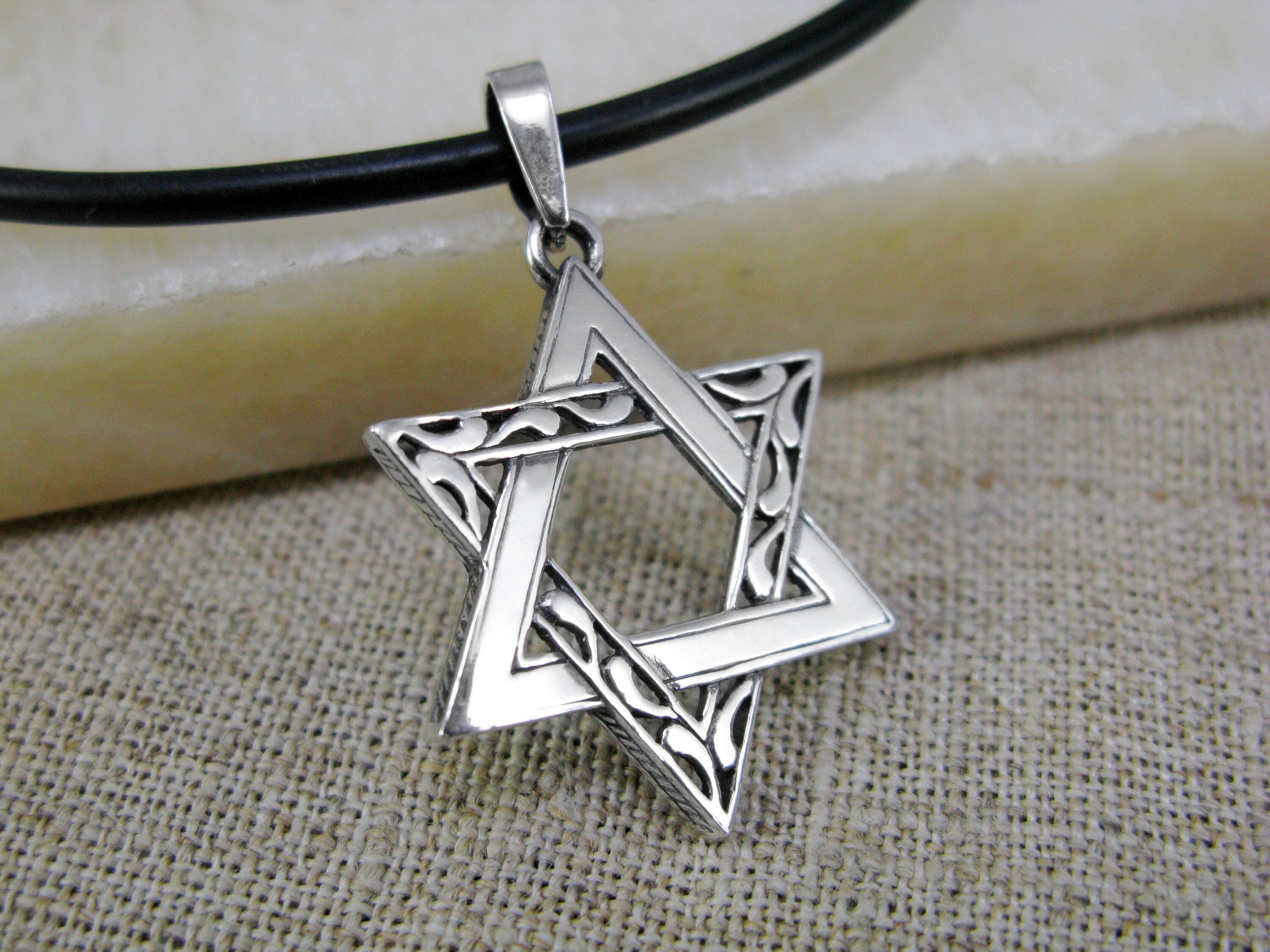Collana Uomo Hamsa Stella Di David In Argento 925 – Pesante, Fatta In Israele, Regalo Unisex