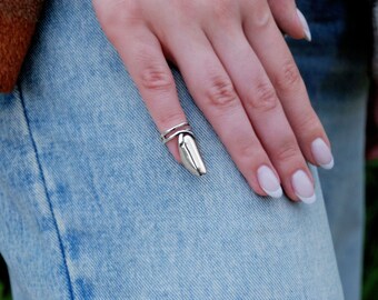 UUYYEO Fingernagel-Krallenringe – Metall, Silber, 10 Stück | Lange Spitze Fingerklauen Für Kostüm & Party