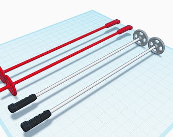 Ski Pole Kit (pair), 3-piece, multi color, 3D printed Custom GI Joe / Action Man