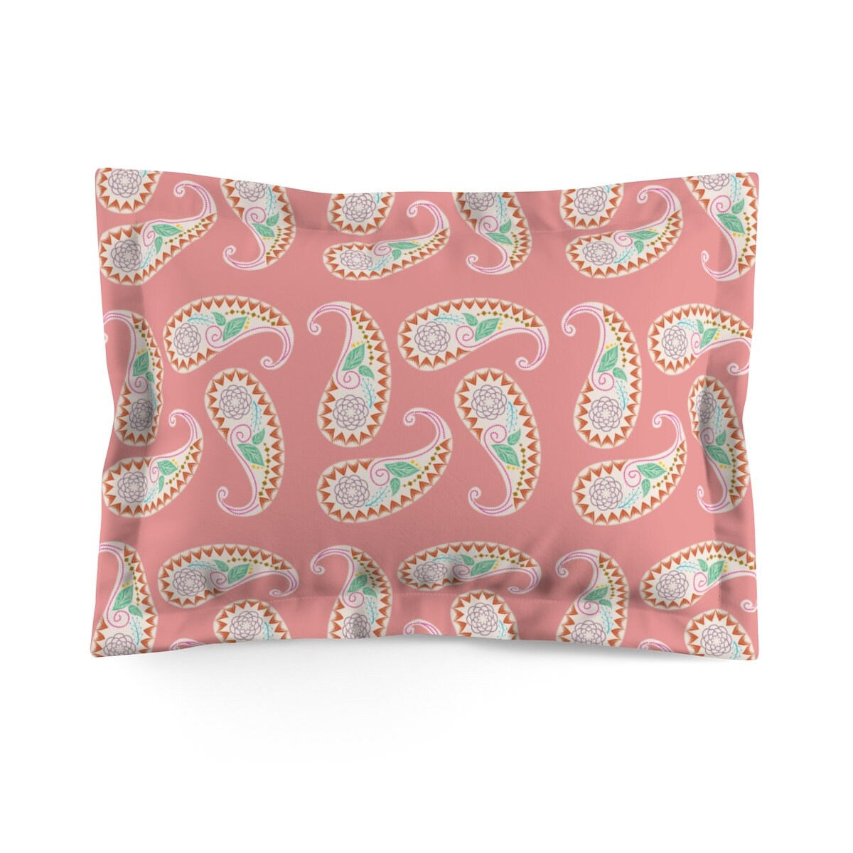 Paisley Peach Pillow Sham Standard Pillow Sham King Size Etsy