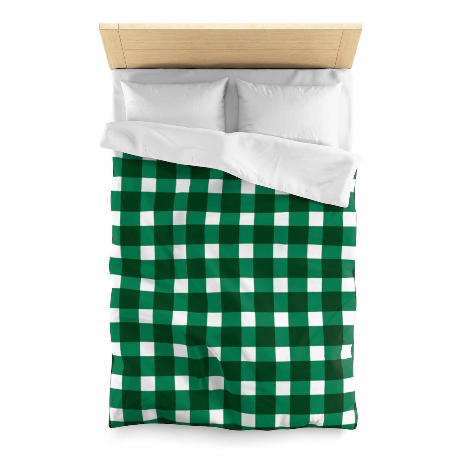 Gingham Checkers Grid Green Duvet Cover Duvet Cover Queen Etsy