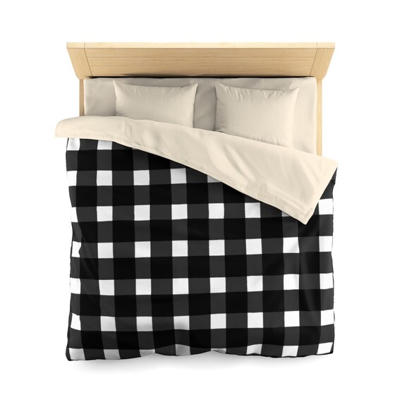 Gingham Checkers Grid Black Duvet Cover Duvet Cover Queen Etsy